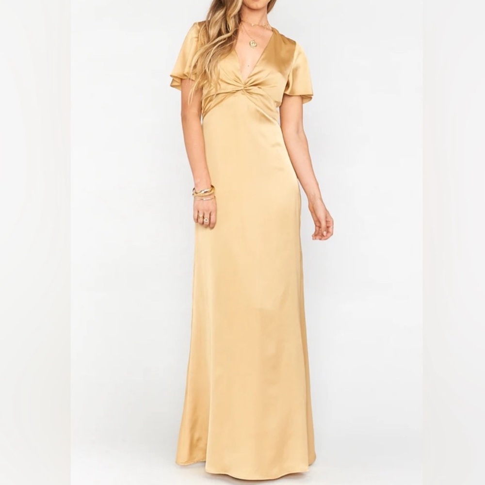 NWT Show Me Your Mumu Rome Twist V-Neck Flutter Sleeve Maxi Bridesmaid Dress